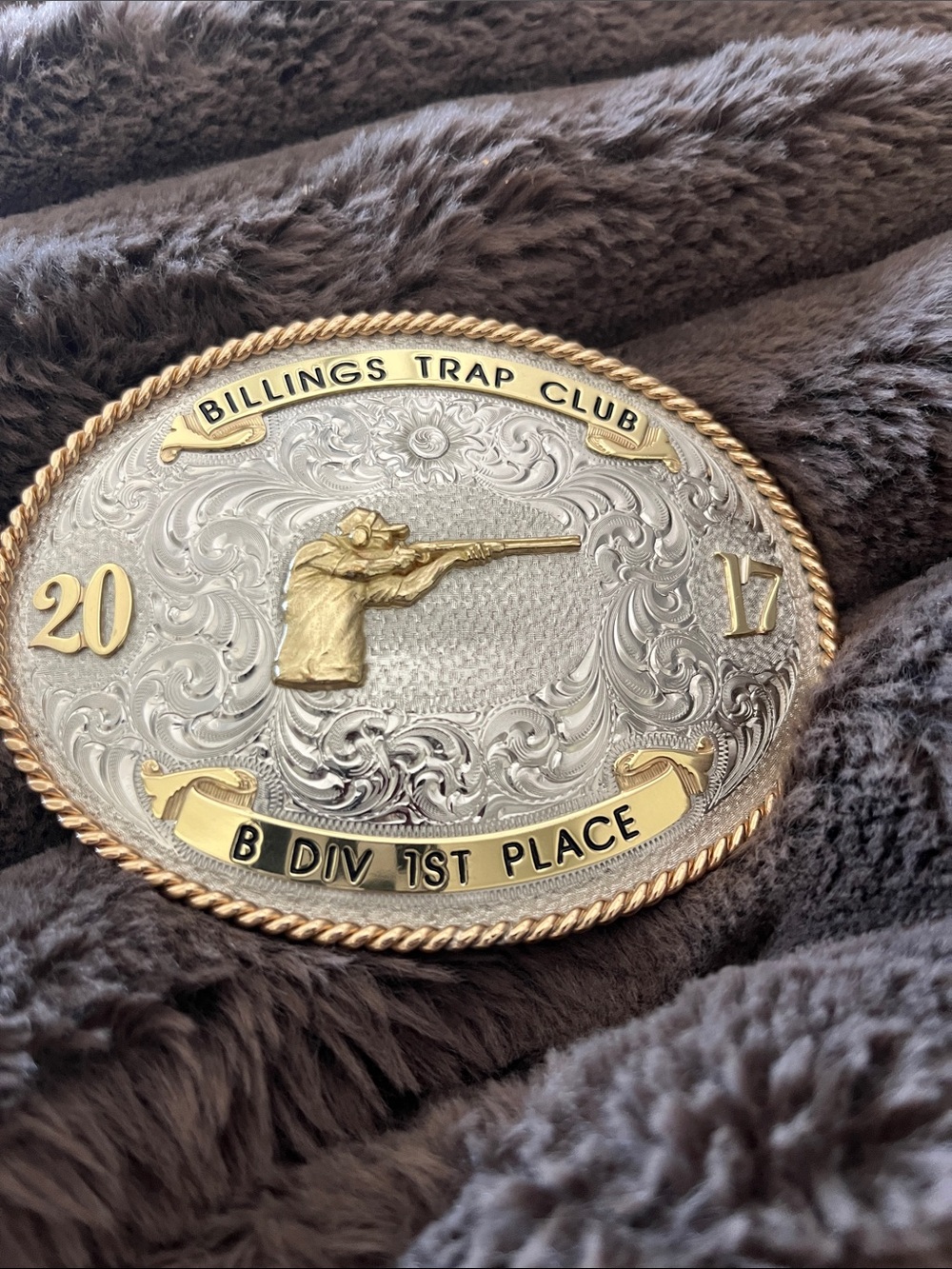 2017 B Div 1st Place Commemorative Belt Buckle - Gold & Silver MT Silversmiths
